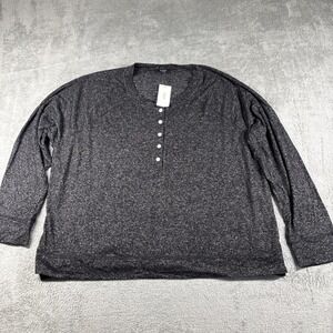 Alfani Intimates Top Long Sleeve Half Button Black Size XXL NWT